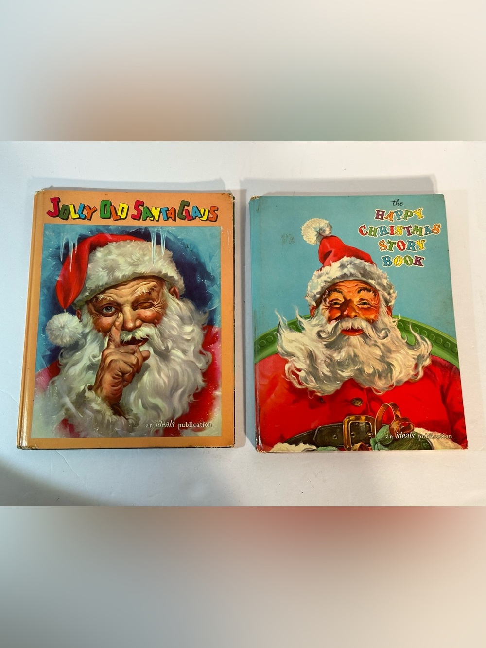 Vtg Lot Of 2 1961 Jolly Old Santa Claus/ The Happy Christmas Story Ideals HB